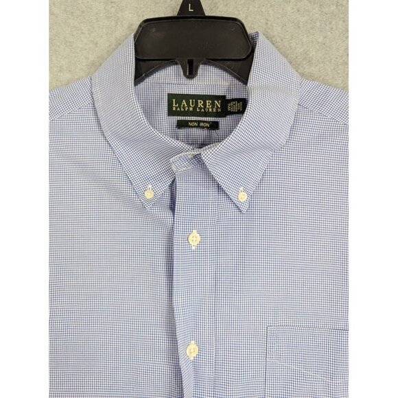 Lauren Ralph Lauren Shirt Mens Large Blue Non Iron Check Button Down Classic - Picture 2 of 8